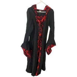 Spirit Halloween Women's Black Red Goth Hooded Cosplay Dress - XL